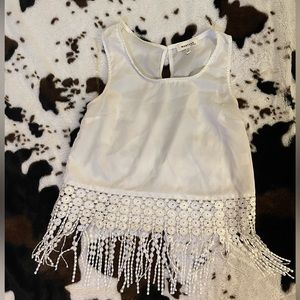 White tassel crop top